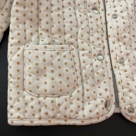 GAP toddler girls jacket, white with gold polka dots - Picture 3 of 6